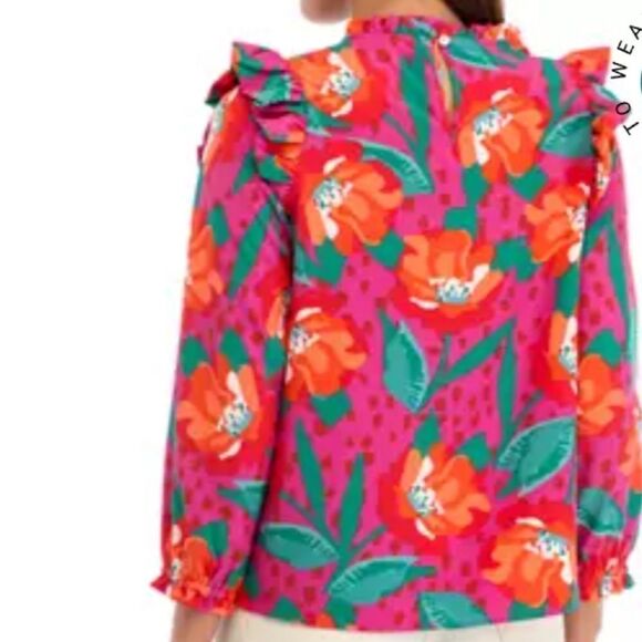 EUC Michelle McDowell McKenna Gold Rush Ruffle Top - Picture 2 of 11